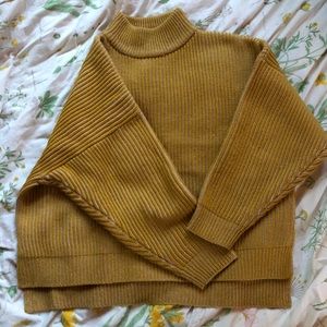 Top shop yellow chunky knit mock neck sweater